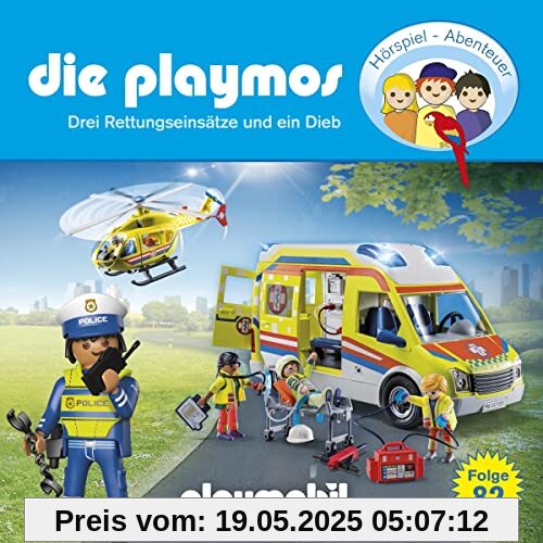 Die Playmos - Folge 82: Drei Rettungseinsätze und ein Dieb (Das Original Playmobil Hörspiel) von Die Playmos