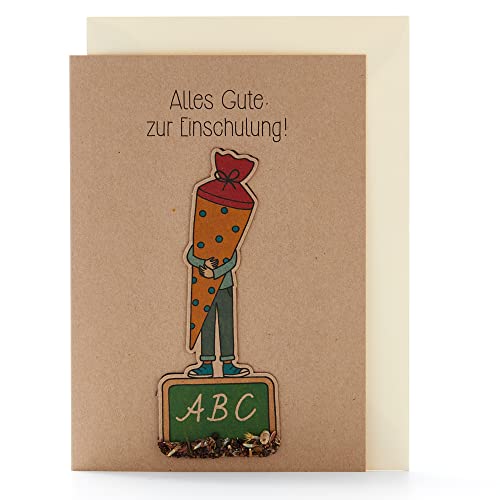 Die Stadtgärtner – Glückwunschkarte mit Saatstecker I Schöne Karte zur Einschulung mit Schultüten-Motiv I Saatpapier enthält hochwertige Wildblumen-Samen I Karte mit Umschlag I 10,5 x 14,8 cm (DIN A6) von Die Stadtgärtner