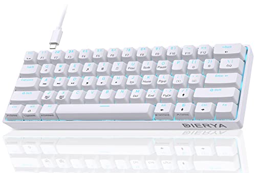 Dierya DK61se Gaming Tastatur,60% Prozent Mechanische Tastatur mit Brown Tactile Switch,Ultra-Compact Mini 61 Tasten Anti-Ghosting,Typ-C-Datenkabel,US Layout für PC Windows Gamer Typist,Weiß von Dierya