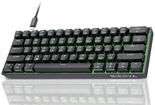 Dierya DK61se Gaming Tastatur,60% Prozent Mechanische Tastatur mit Red Linear Switch,Ultra-Compact Mini 61 Tasten Anti-Ghosting,Typ-C-Datenkabel,US Layout für PC Windows Gamer Typist,Schwarz von Dierya