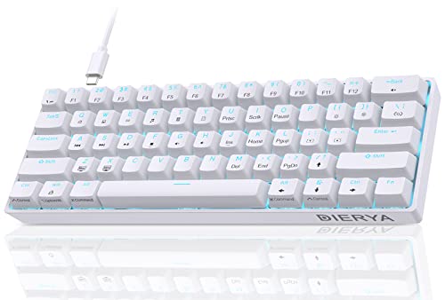 Dierya DK61se Gaming Tastatur,60% Prozent Mechanische Tastatur mit Red Linear Switch,Ultra-Compact Mini 61 Tasten Anti-Ghosting,Typ-C-Datenkabel,US Layout für PC Windows Gamer Typist,Weiß von Dierya