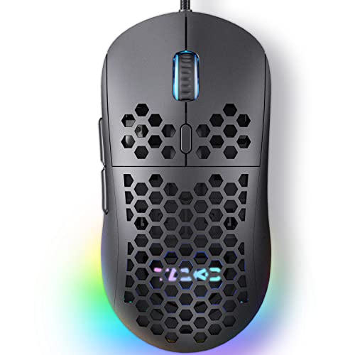 Dierya ×TMKB M1SE Gaming Maus mit Kabel,Gaming Mouse 12800 DPI Optischer Sensor,6 Programmierbare Tasten,Anpassbares RGB Gamer Maus,Ergonomische Gaming-mäuse für PC,Schwarz von Dierya