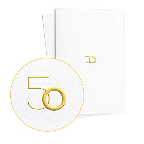 2er Set Geburtstagskarten 50 Ausgefallen mit Gold-Prägung auf strukturiertem Papier, Stilvolle Karte zum Geburtstag oder Geschenk zum Jubiläum oder 50 Hochzeitstag, E10 von Diese-Klappkarten
