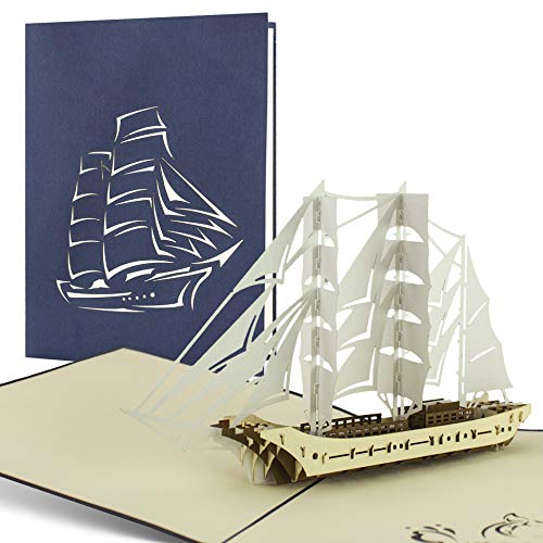 3D-Popup-Geschenkgutschein, Geburtstagsgrußkarte oder Geschenkkarte für eine Kreuzfahrt. Segelschiff Pop-Up Design Reisekarten B11… von Diese-Klappkarten