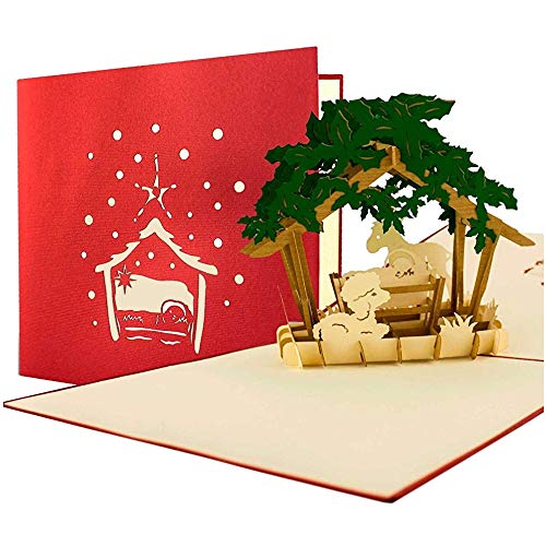 3D Weihnachtskarte Pop Up mit Umschlag, Gutschein, Geschenk, edel, christlich, hochwertig, W17 von Diese-Klappkarten