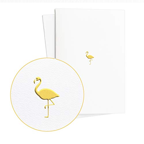 Ausgefallene Glückwunschkarte (zwei Stück) zu vielen Anlässen|Karte Geburtstag mit Flamingo in Gold-Prägung auf hochwertigem Papier|Geburtstagsgeschenk, E32 von Diese-Klappkarten