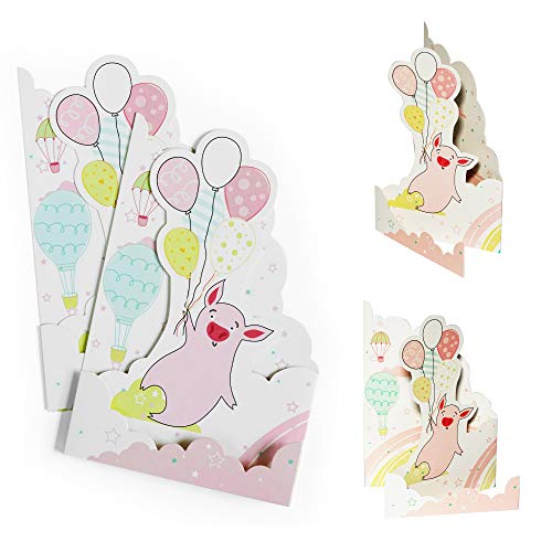 Diese-Klappkarten Karte Geburtstag (2 Stk) für Kinder und Junggebliebene | Geburtstagskarte mit Schwein und Luftballons | Grußkarte, Glückwunschkarte, Gutschein, 3D Effekt, X009 von Diese-Klappkarten