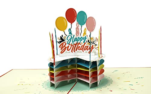 Geburtstagskarte, Glückwunschkarte| Fröhliche Pop up Karte zum Geburtstag mit 3D Regenbogentorte | Geburtstagskarte Kinder I Gutschein zum Geburtstag, G31 von Diese-Klappkarten