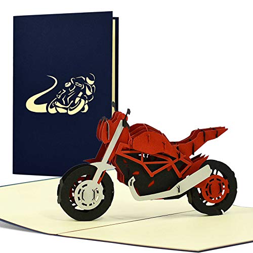 Geburtstagskarte Motorrad | 3D Pop-up I Geschenkidee für Biker | Glückwunschkarte oder Gutschein für Motorrad-Führerschein, Enduro, Dirtbike, T21 von Diese-Klappkarten