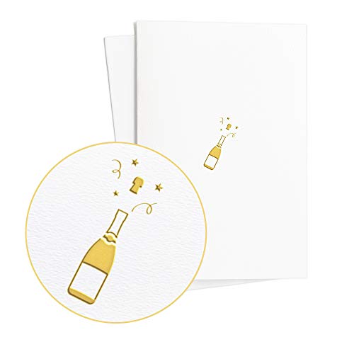 Geburtstagskarten (2 Stück) Edel mit Champagnerflasche in Goldprägung auf Strukturiertem Papier, Geschenkidee und Karte zum Geburtstag und anderen exklusiven Anlässen, E02 von Diese-Klappkarten