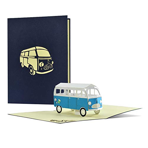 Glückwunschkarte mit Bus I Geburtstagskarte oder Reisegutschein I Verschenke einen Kurztrip, Städtetrip, Wochenendreise oder Camping Trip I 3D Pop Up Camper Van, H24 von Diese-Klappkarten