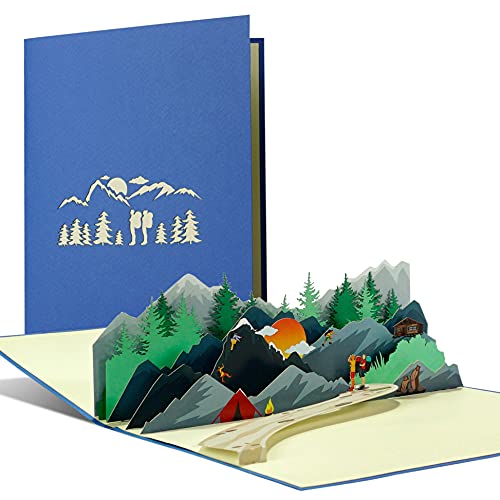 Gutschein zum Wandern I Zelten I Klettern, Einladungskarte für Wanderurlaub I 3D Pop Up Reisegutschein für Bergsteiger und Wanderer, H39AMZ von Diese-Klappkarten