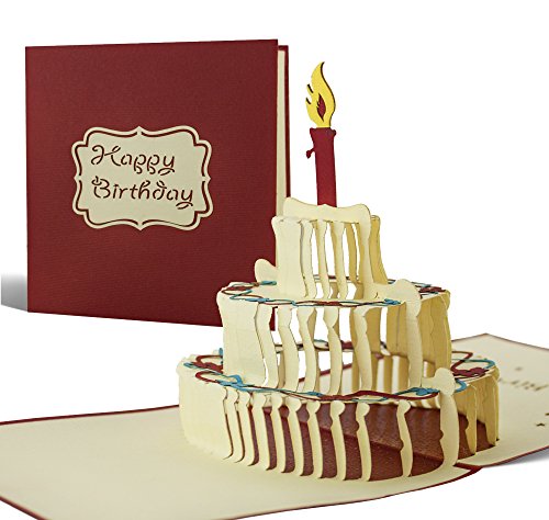 Happy Birthday-Karte zum Geburtstag als Glückwunschkarte, Pop-Up Geburtstagskarte, Torte mit Kerzen als Geschenkidee, G04 von Diese-Klappkarten