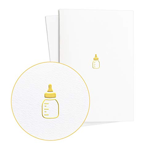 Hochwertige Glückwunschkarte Geburt mit Babyflasche in Goldprägung auf Strukturiertem Papier|Geburtskarte Neutral Junge oder Mädchen|Geschenkidee Baby, E38 von Diese-Klappkarten