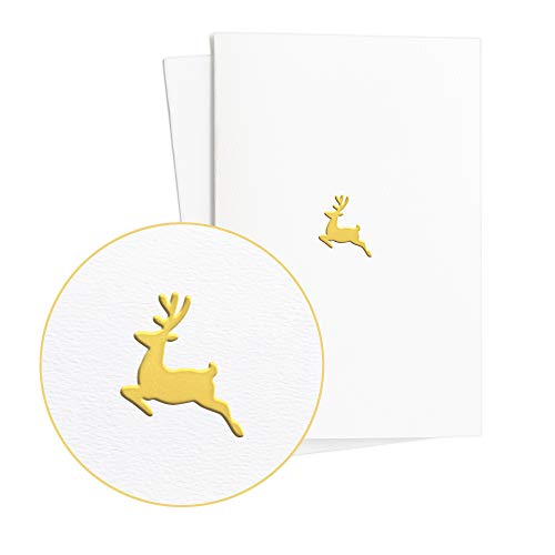 Hochwertige Weihnachtskarten (2er Set) mit Goldfolienprägung auf tollem Papier|Grußkarte zu Weihnachten und Advent, Neutral mit Umschlägen, E50 von Diese-Klappkarten