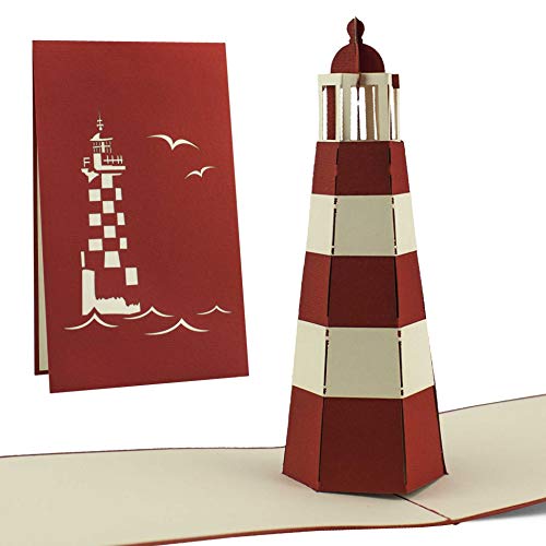 Karte als Gutschein oder Souvenir, ein Geschenk von der Nord- oder Ostsee, Pop-Up Karte, rot, B07 von Diese-Klappkarten