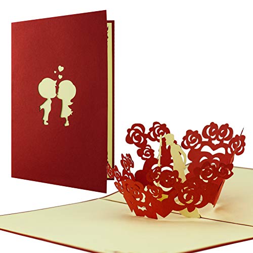 Schöne Karte zum Valentinstag aber auch für Hochzeiten super geeignet, Karte für Verliebte, Hochzeitskarte, Hochzeitskarten, edel, elegant, hochwertig, Paar küsst sich beim öffnen der Karte I L05 von Diese-Klappkarten