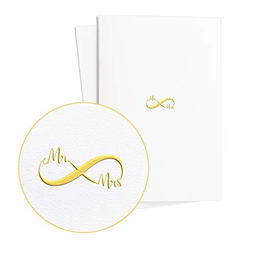 Zwei Hochzeitskarten Extravagant, Mr and Mrs in Goldfolienprägung auf edlem Papier, Glückwunschkarte zur Hochzeit Edel für Sie oder für Ihn, E16 von Diese-Klappkarten