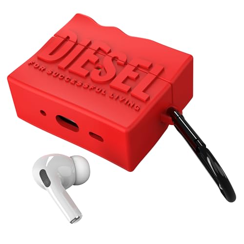 Diesel Airpods Pro/Airpods Pro 2 Hülle | D by Diesel Silikon-Schutzhülle für Ohrhörer | Kabelloses Laden kompatibel | Bluetooth-Kopfhörer-Tragetasche | ergonomischer Griff | Rot von Diesel