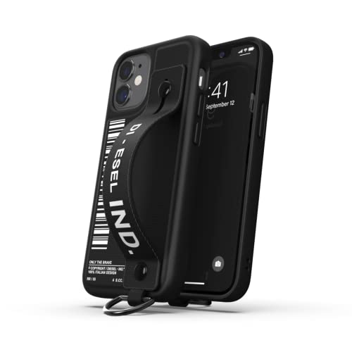 Diesel Designed for iPhone 12 Mini 5.4 Case, Hand Grip Strap Case, Shockproof, Drop Tested Protective Cover with Raised Edges, Black, 42524 von Diesel