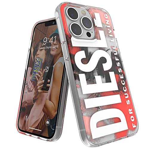 Diesel Designed for iPhone 13 Pro 6.1 Hülle, Klare Hülle, Stoßfest, Fallgetestete Schutzhülle mit erhöhten Kanten, Navy Blau, 47207 von Diesel