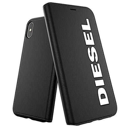 Diesel Handyhülle Designed für iPhone X Hülle/iPhone XS Hülle, Booklet Hülle mit Innentasche, stoßfest, falltestgeprüfte Schutzhülle mit erhöhtem Rand, Schwarz/Weiß von Diesel