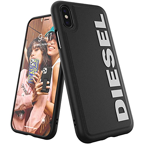 Diesel Handyhülle Designed für iPhone X Hülle/iPhone XS Hülle, Geformter Kernbereich, stoßfest, falltestgeprüfte Schutzhülle mit erhöhtem Rand, Schwarz/Weiß, iPhone X/XS von Diesel