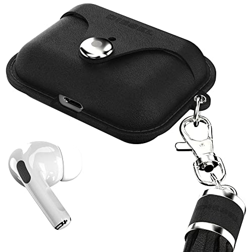 Diesel Hülle Kompatibel mit AirPods Pro 2 / AirPods Pro, Leder Schutzhülle Earbud Cover, Wireless Charging Compatible, Bluetooth Kopfhörer Tragetasche mit Clip-On Quaste, Schwarz Diesel Hülle Kompatibel mit AirPods Pro 2 / AirPods Pro, Leder Schutzhülle Earbud Cover, Wireless Charging Compatible, Bluetooth Kopfhörer Tragetasche mit Clip-On Quaste, Schwarz von Diesel