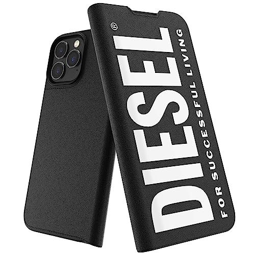 Diesel Hülle entworfen für iPhone 13 Pro Max | 6,7 Zoll Schwarz und Weiß Design | Stoßfester Fallschutz | Folio Booklet Case | Wireless Charging Compatible | Raised Edges Protective Phone Cover von Diesel