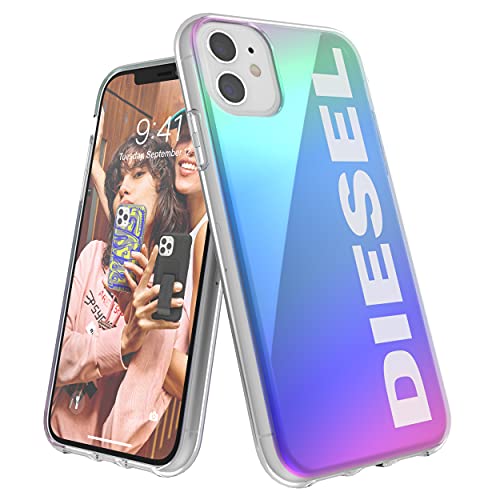 Diesel Phone Case Designed for iPhone 11, Holographic Snap Case, Shockproof, Drop Tested, Fully Protective Cover with Raised Edges, Holographic, White 43522 von Diesel