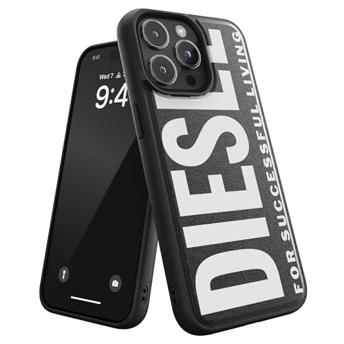 Diesel Schutzhülle für iPhone 15 Pro Max | Schwarz-Weiß-Design | stoßfester Fallschutz | kabelloses Laden kompatibel | erhöhte Kanten Schutzhülle von Diesel