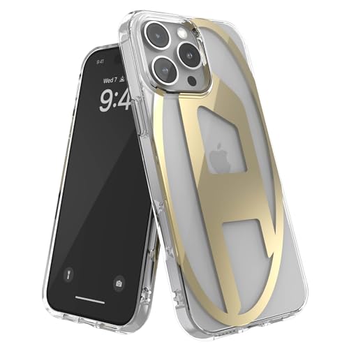 Diesel Schutzhülle für iPhone 16 Pro Max, Matt, Gold, D-Logo, Stoßdämpfend, Polykarbonat, Hülle von Diesel