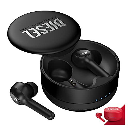 Diesel True Wireless Earbuds, In Ear Bluetooth Kopfhörer mit 32 Stunden Spielzeit, kabelloses Ladecase, wasserfest, LED-Batterieanzeige, Kompatibel mit iPhone und Android, Schwarz von Diesel