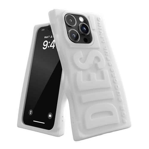 Diesel iPhone 15 Pro Hülle | D Silikon Hülle | Klar | Stoßfest Fallschutz | Kabelloses Laden kompatibel | Handyhülle mit erhöhten Kanten von Diesel