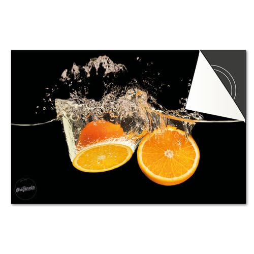 Induktionsschutz von Dietrix - Schutzmatte 81x52cm - Splash Orangen - Base - Für Induktionskochfeld/Induktionsherd - Herdabdeckung Ceranfeld - Helle Unterseite - Herdabdeckplatte von Dietrix