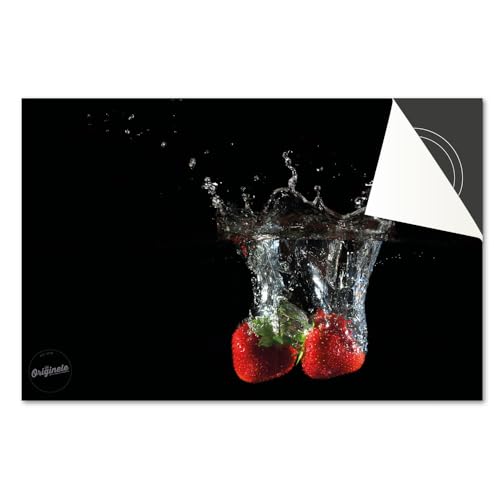 Induktionsschutz von Dietrix - Schutzmatte 83x51,5cm - Splash Erdbeeren - Base - Für Induktionskochfeld/Induktionsherd - Herdabdeckung Ceranfeld - Helle Unterseite - Herdabdeckplatte von Dietrix