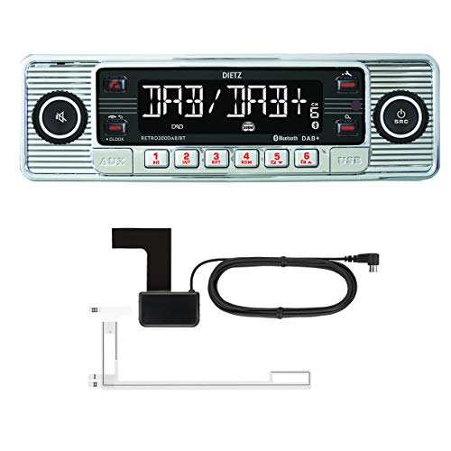 DIETZ Retro 300 DAB/BT Classic/Oltimer Autoradio USB/MP3/BLUETOOTH - Farbe Silber - inkl. DAB+ Antenne von Dietz