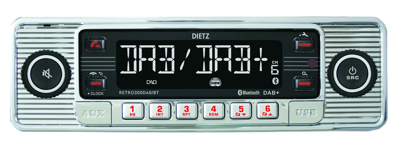 Dietz 1-DIN Dietz Retro Radio DAB+, BT, MP3, USB, RDS Autoradio (Digitalradio (DAB), FM/UKW, 20,00 W) von Dietz