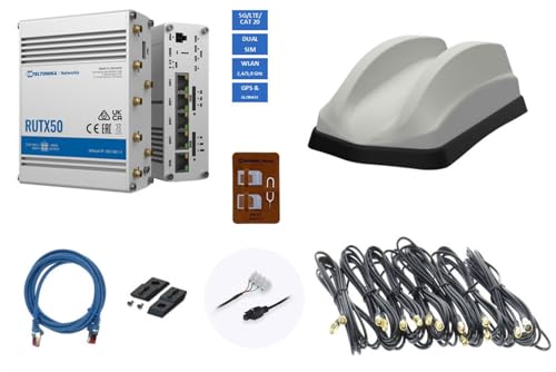 Dietz 5G / WLAN Router Teltonika RUTX50 mit GPSD4W-6-60-D weiß, 1,5 m - TEL-RUTX50XA-615 von Dietz