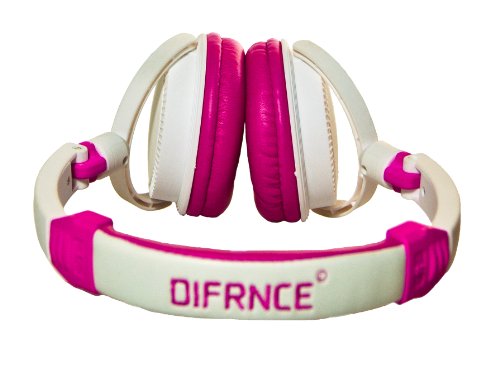 Difrnce Y548789 HP2000 Over-Ear mit In-Ear Kopfhörer (3,5mm Klinke, 1,2m) weiß/pink von Difrnce