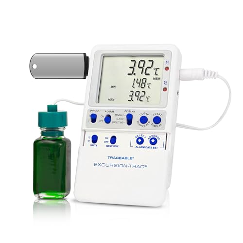 Cole-Parmer – Traceable Excursion-Trac – Digitales Thermometer mit Datenprotokollierung – für Medizin und Wissenschaft – LCD, -50 °C bis 70 °C / -58 °F bis 158 °F, 1 Glas-Temperatursonde Cole-Parmer – Traceable Excursion-Trac – Digitales Thermometer mit Datenprotokollierung – für Medizin und Wissenschaft – LCD, -50 °C bis 70 °C / -58 °F bis 158 °F, 1 Glas-Temperatursonde von TRACEABLE