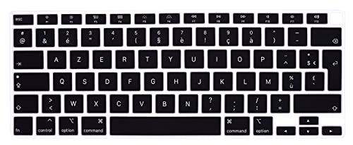 Digi-Tatoo Displayschutzfolie für Tastatur, kompatibel mit MacBook Air 13 Zoll (33 cm) mit M1 Chip (A2337) im Jahr 2021/MacBook Air 13 Zoll im Jahr 2020, AZERTY French Layout, Silikon, Schwarz von Digi-Tatoo