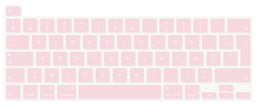 Digi-Tatoo Tastaturschutz, kompatibel mit Tastatur 2022 New MacBook M2 Chip Pro 13 und 2020/2019, MacBook Pro 13 Zoll A2338 A2289 A2251, AZERTY French Layout, Silikon, Rosa von Digi-Tatoo
