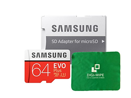 Digi Wipe Micro-SD Evo Plus Speicherkarte für Samsung Galaxy A10, A20, A30, A40, A50, A60, A70, A90, A10s, A20s, A30s, A50s, A70s, M10s, M30s - inkl. Mikrofaser-Reinigungstuch (64 GB) von Digi Wipe