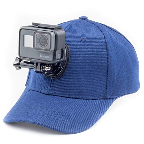 DigiCharge Baseballkappe mit Action-Kamera-Halterung, kompatibel mit GoPro Hero 13 12 Max/DJI Osmo Action 5 / Insta360 One/Akaso Crosstour Campark Fitfort Apeman Camkong Victure Cam Blau von DigiCharge