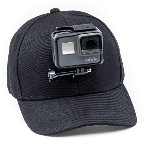 DigiCharge Baseballkappe mit Action-Kamera-Halterung, kompatibel mit GoPro Hero Max/DJI Osmo Action 3 / Insta360 One/Akaso Crosstour Campark Fitfort Apeman Sony Camkong Victure Cam Schwarz von DigiCharge