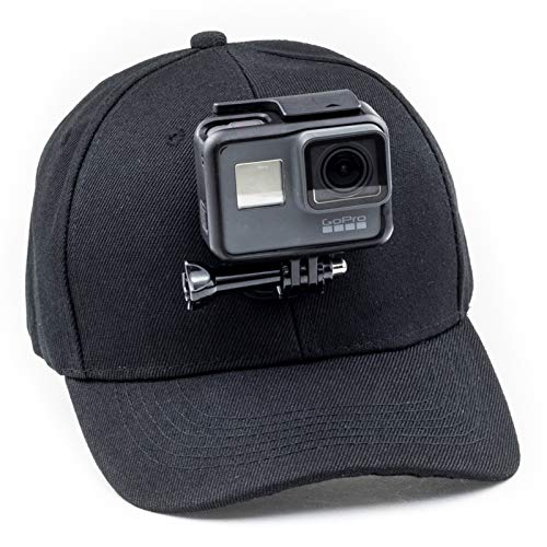 DigiCharge Baseballkappe mit Action-Kamera-Halterung, kompatibel mit GoPro Hero 13 12 Max/DJI Osmo Action 5 / Insta360 One/Akaso Crosstour Campark Fitfort Apeman Camkong Victure Cam Schwarz von DigiCharge