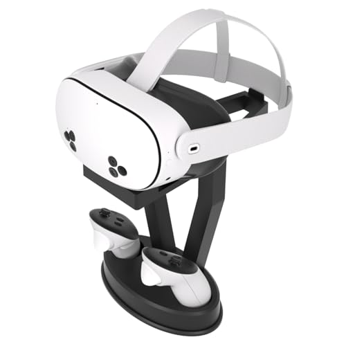 Digicharge VR Headset Ständer für Oculus Meta Quest 3S / Quest 3 / Quest 2 / PS VR Display Mount Station für Headset und Touch Controller, VR Speicher Halter Ständer mit Basis für Controller Digicharge VR Headset Ständer für Oculus Meta Quest 3S / Quest 3 / Quest 2 / PS VR Display Mount Station für Headset und Touch Controller, VR Speicher Halter Ständer mit Basis für Controller von DigiCharge