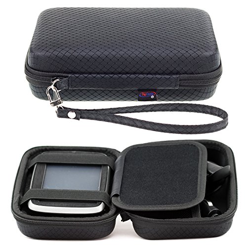 Schwarzes Etui für TomTom, Via 53 52 Start 25 52 50 Go 50 & 5 Zoll (12,7 cm) GPS Satellitennavigationssystem, mit Zubehörfach und Trageband, Hartschale von DigiCharge