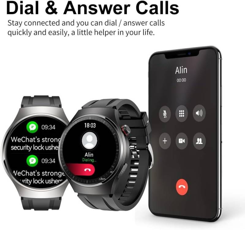 DigiKuber ECG-Smartwatch mit AMOLED-Display, Multisportmodi Smartwatch (1.43 Zoll, iOS Android), Bluetooth Call,ECG Monitor, Sleep Monitor von DigiKuber
